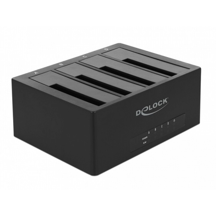 Docking Station USB 3.1-C pentru 4 x HDD/SSD SATA 2.5"+3.5", Delock 63930