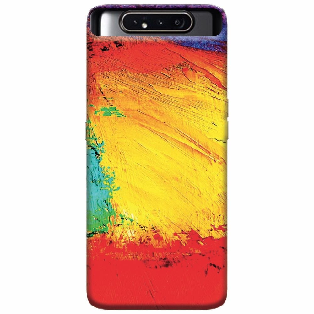 Husa silicon pentru Samsung Galaxy A80, Colorful Dry Paint Strokes Texture