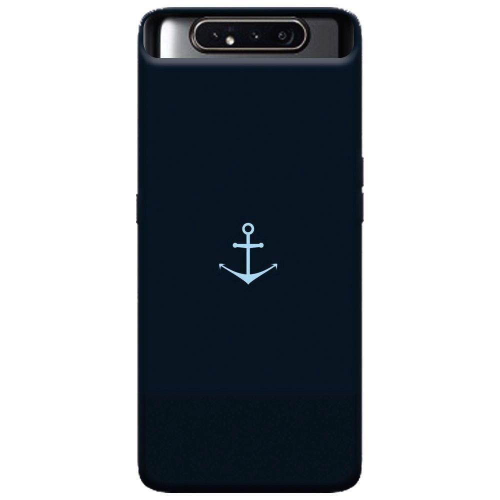 Husa silicon pentru Samsung Galaxy A80, Blue Navy Anchor Illustration Flat