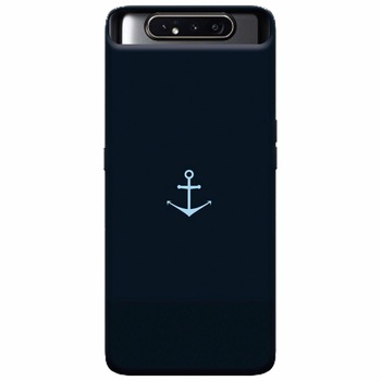 Husa silicon pentru Samsung Galaxy A80, Blue Navy Anchor Illustration Flat Husa silicon pentru Samsung Galaxy A80, Blue Navy Anchor Illustration Flat