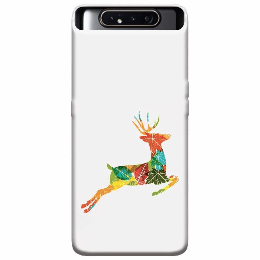 Husa silicon pentru Samsung Galaxy A80, Colorful Reindeer Jump Illustration