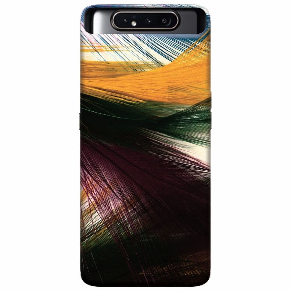 Husa silicon pentru Samsung Galaxy A80, Colorful Peacock Feathers