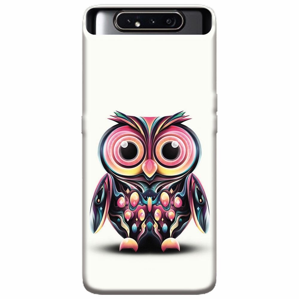 Husa silicon pentru Samsung Galaxy A80, Colorful Owl Illustration