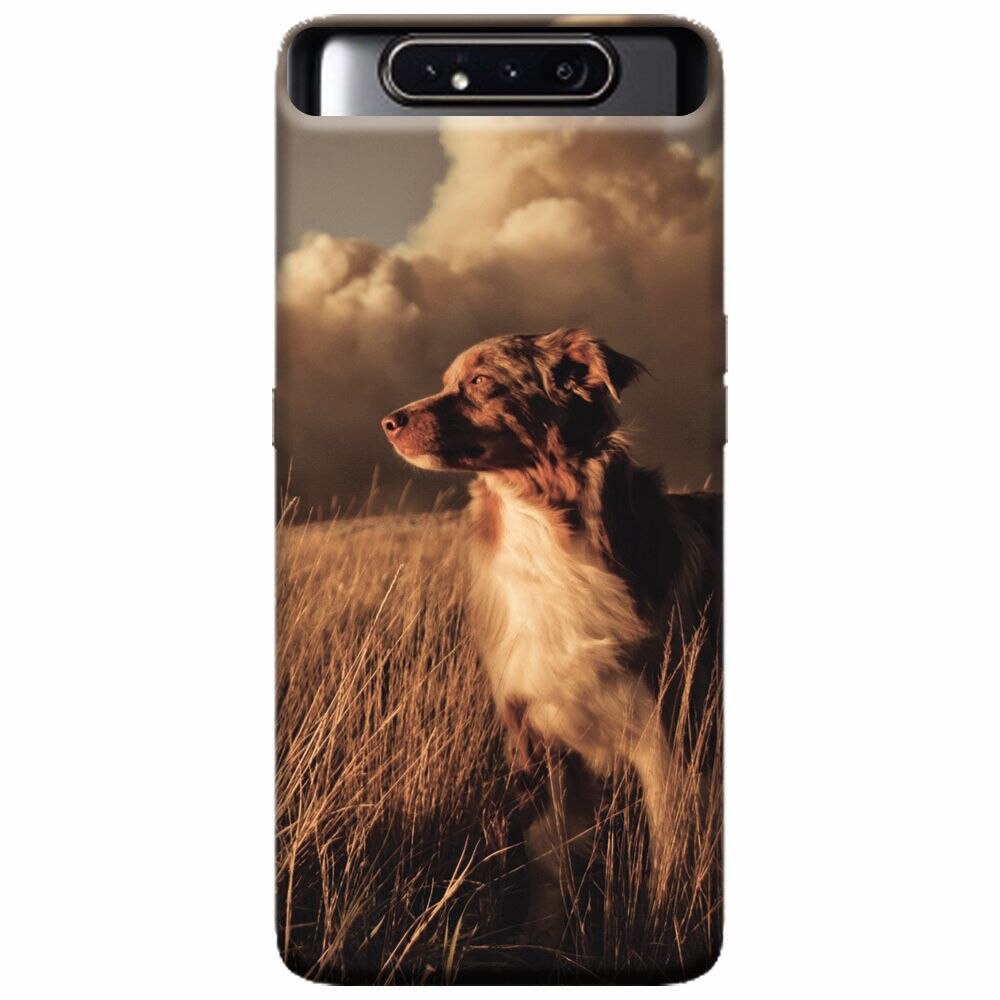 Husa silicon pentru Samsung Galaxy A80, Alone Dog Animal In Grass