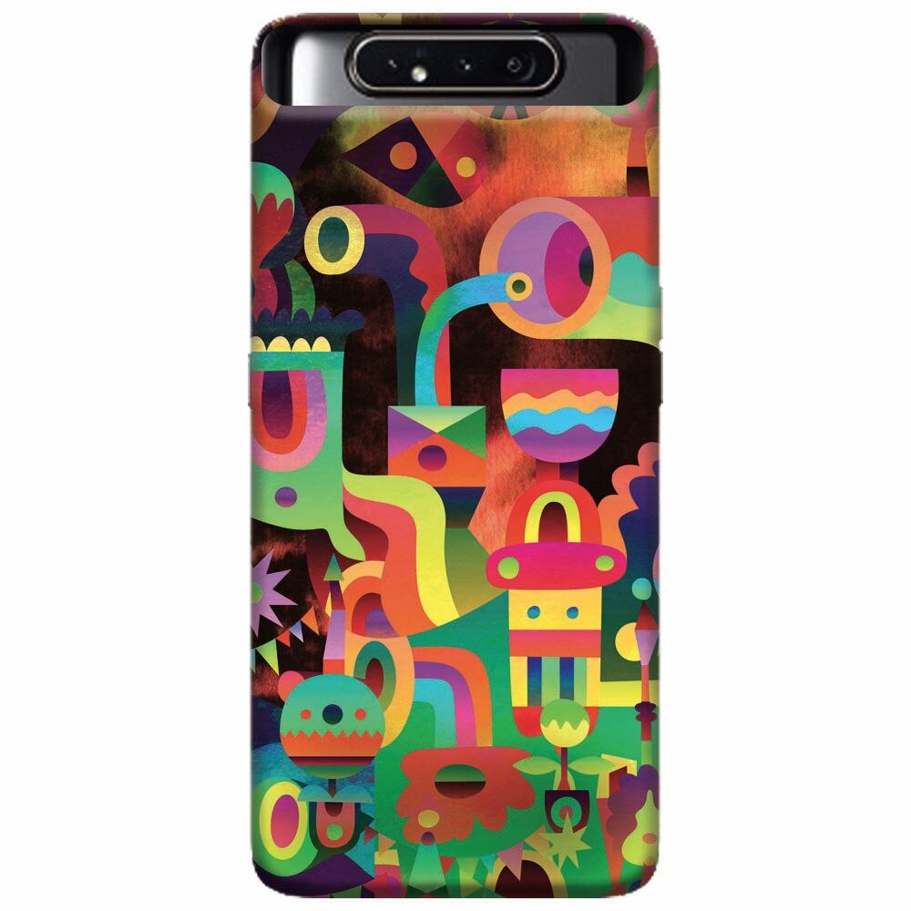 Husa silicon pentru Samsung Galaxy A80, Abstract Colorful Shapes