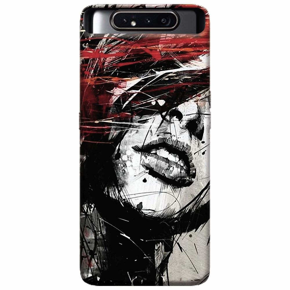 Husa silicon pentru Samsung Galaxy A80, Byroglyphics Woman Drawing