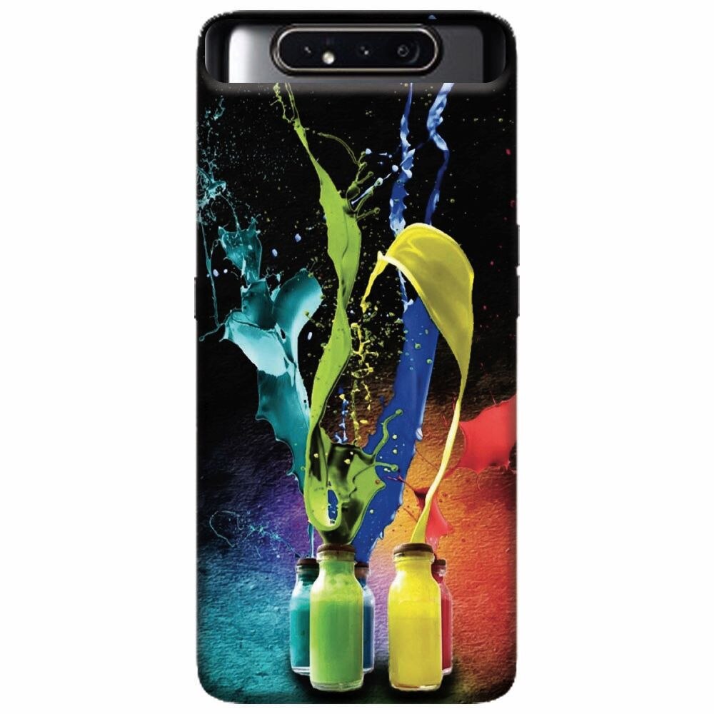 Husa silicon pentru Samsung Galaxy A80, Abstract Color Bottles Splash