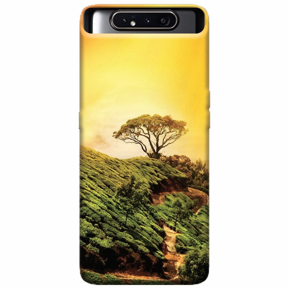 Husa silicon pentru Samsung Galaxy A80, Hill Top Tree Golden Light