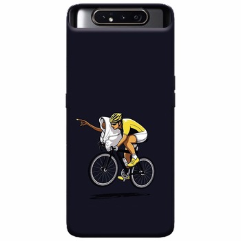 Husa silicon pentru Samsung Galaxy A80, ET Riding Bike Funny Illustration Husa silicon pentru Samsung Galaxy A80, ET Riding Bike Funny Illustration