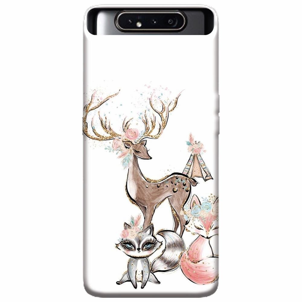 Husa silicon pentru Samsung Galaxy A80, Foxs And Deer