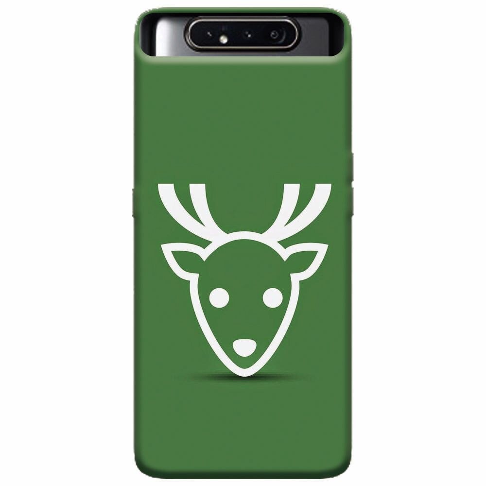Husa silicon pentru Samsung Galaxy A80, Minimal Reindeer Illustration Green