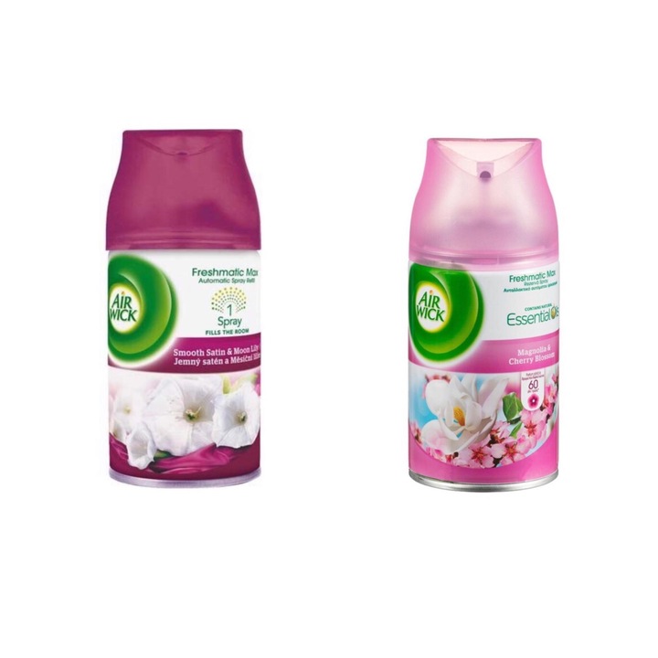 Columna Com Air Wick Freshmatic spray szoba légfrissítő csomag, Smooth Satin and Moon Lily, 250 ml + Magnolia & Cherry Blossom, 250 ml