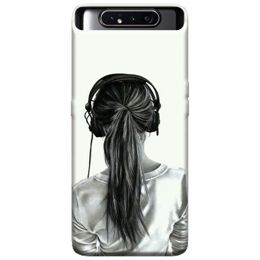 Husa silicon pentru Samsung Galaxy A80, Girl With Headphone