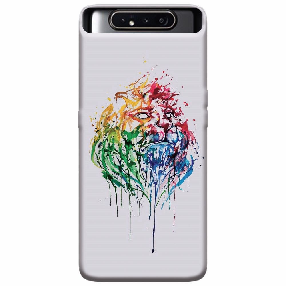 Husa silicon pentru Samsung Galaxy A80, Paint Illustration Lion Head