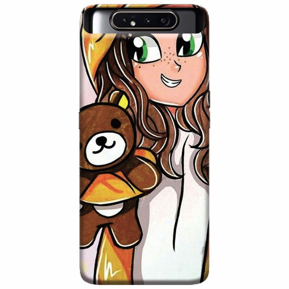 Husa silicon pentru Samsung Galaxy A80, Girl With Little Bear