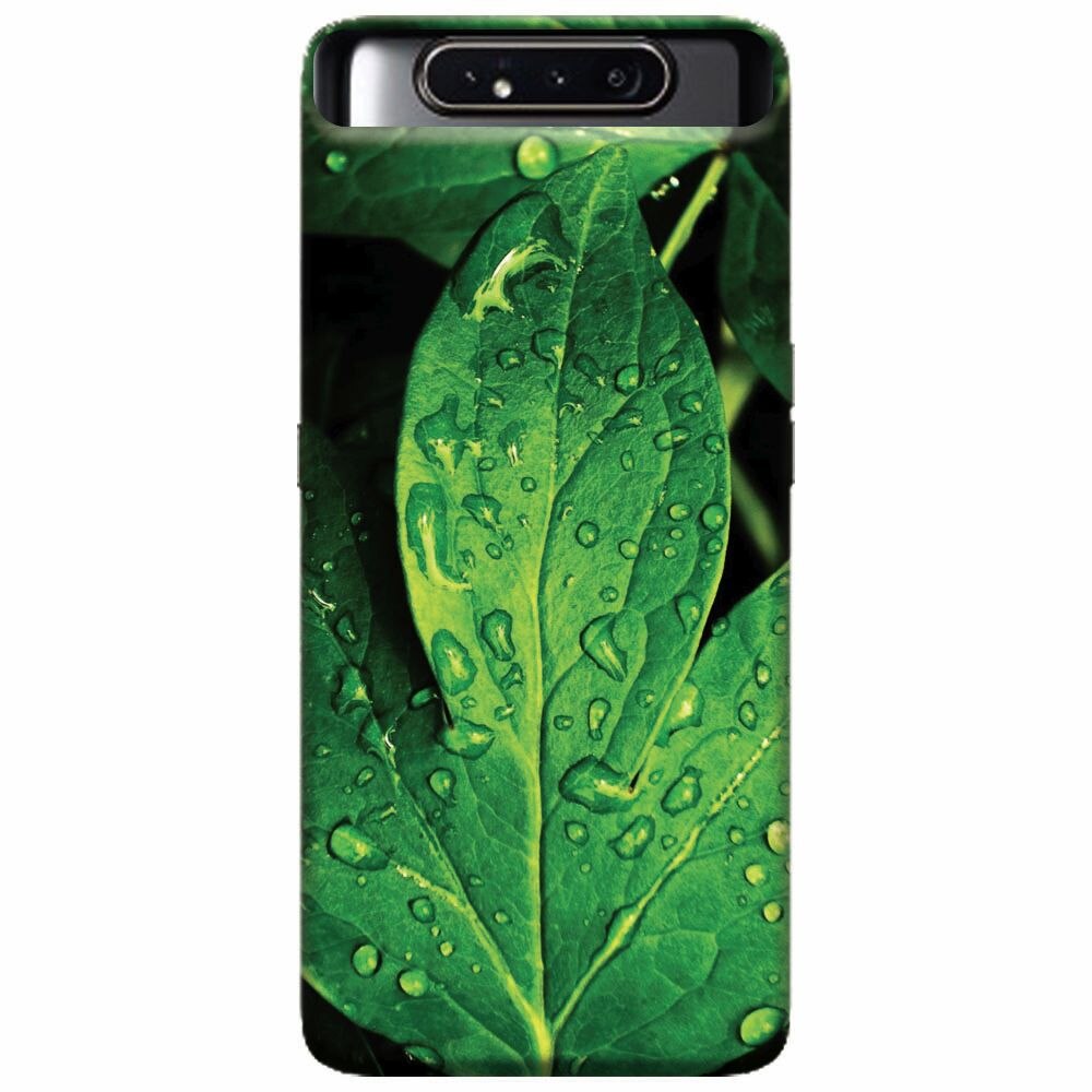 Husa silicon pentru Samsung Galaxy A80, Leaves And Dew