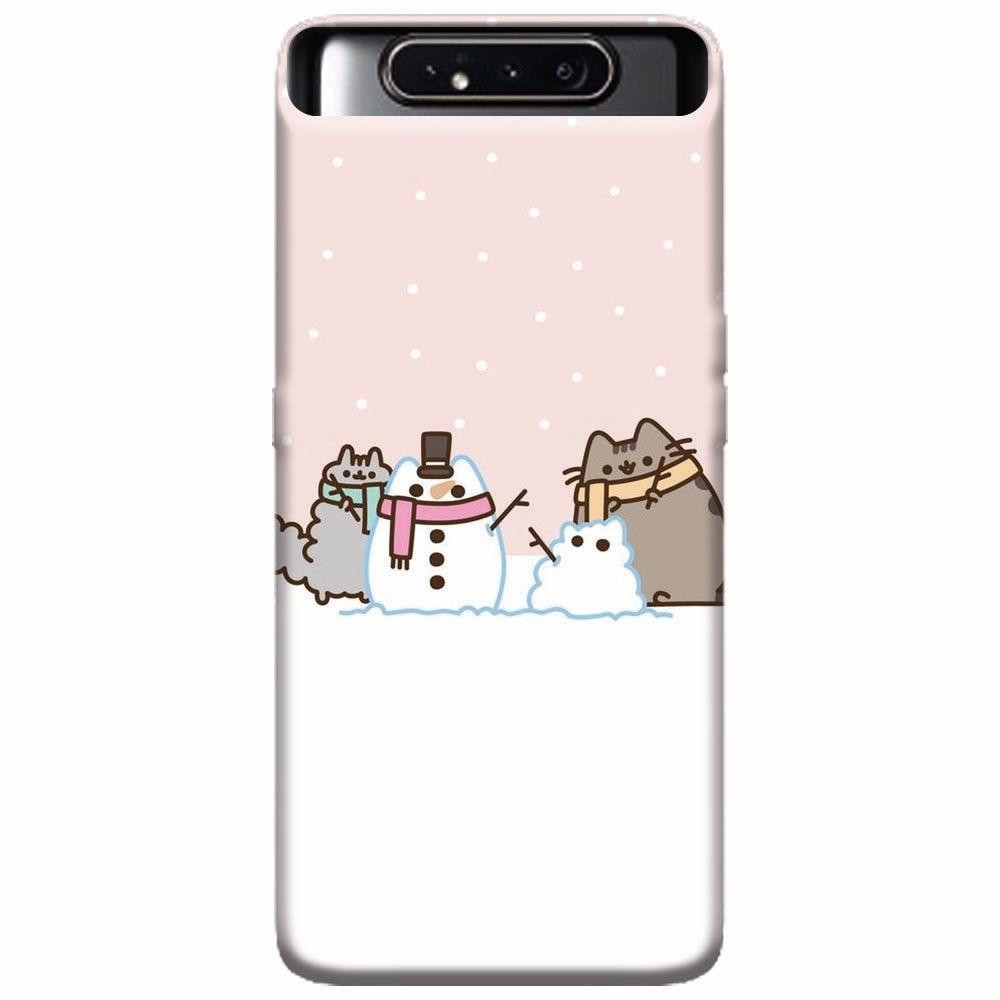 Husa silicon pentru Samsung Galaxy A80, Cat And Snowman