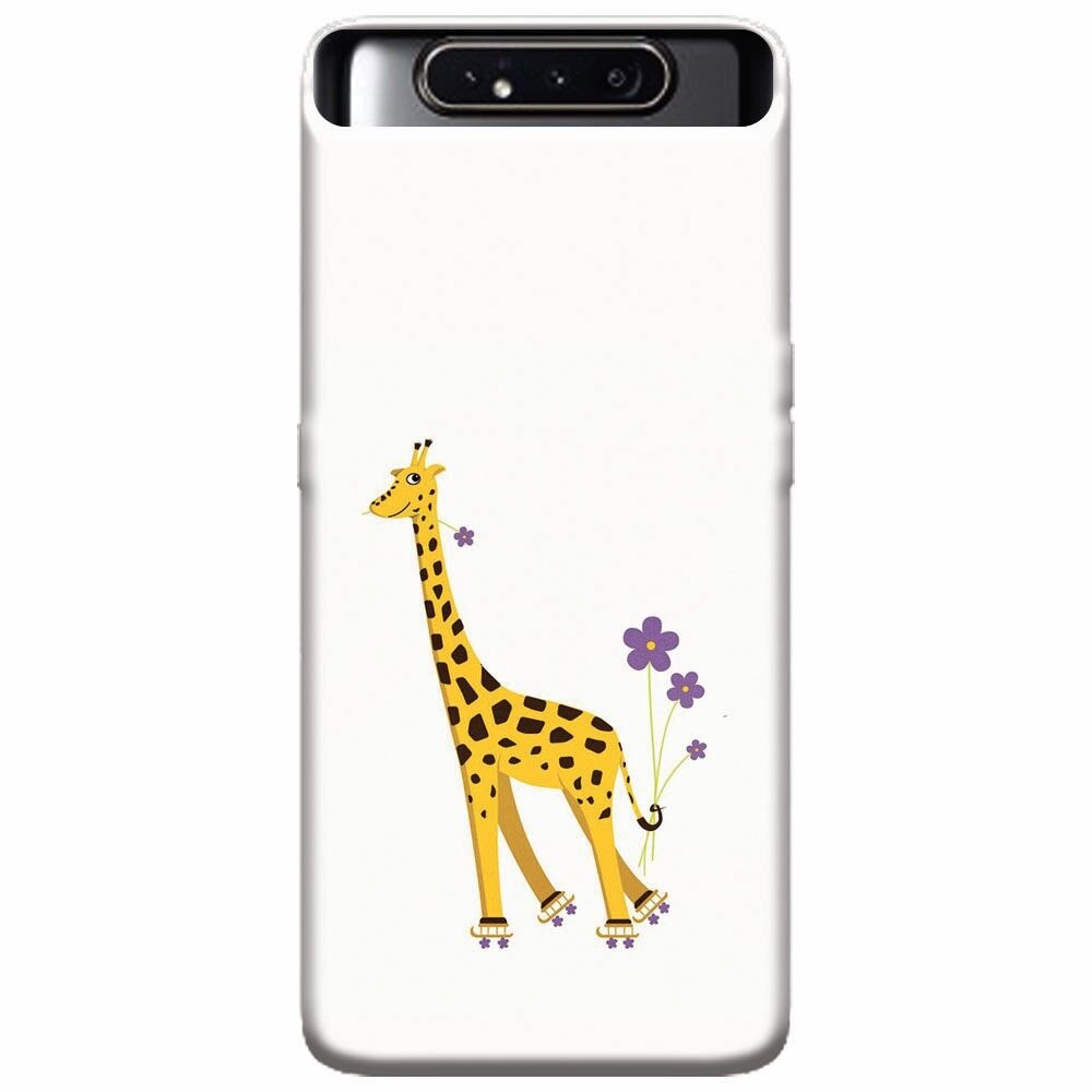 Husa silicon pentru Samsung Galaxy A80, Rollerskating Girafe Illustration