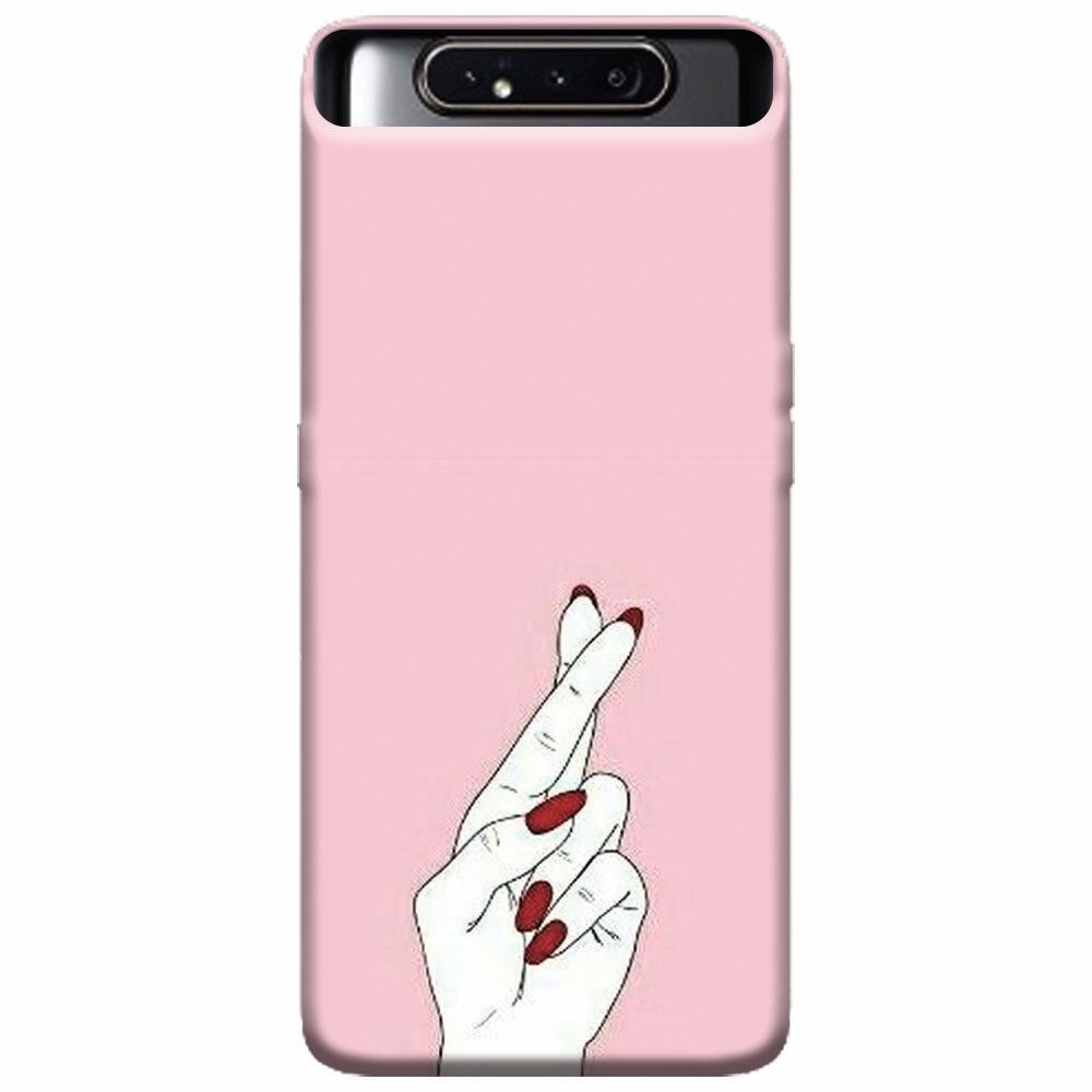 Husa silicon pentru Samsung Galaxy A80, Pink Finger Cross