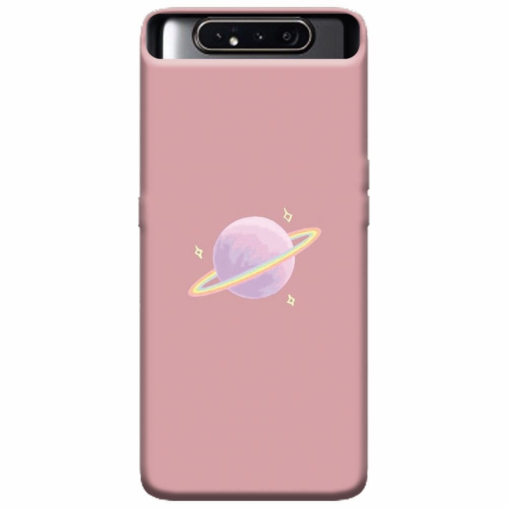 Husa silicon pentru Samsung Galaxy A80, Saturn On Pink