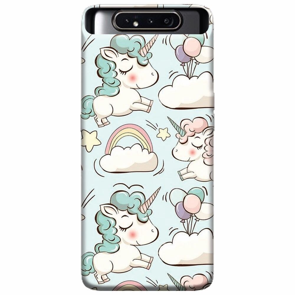 Husa silicon pentru Samsung Galaxy A80, Unicorns And Clouds
