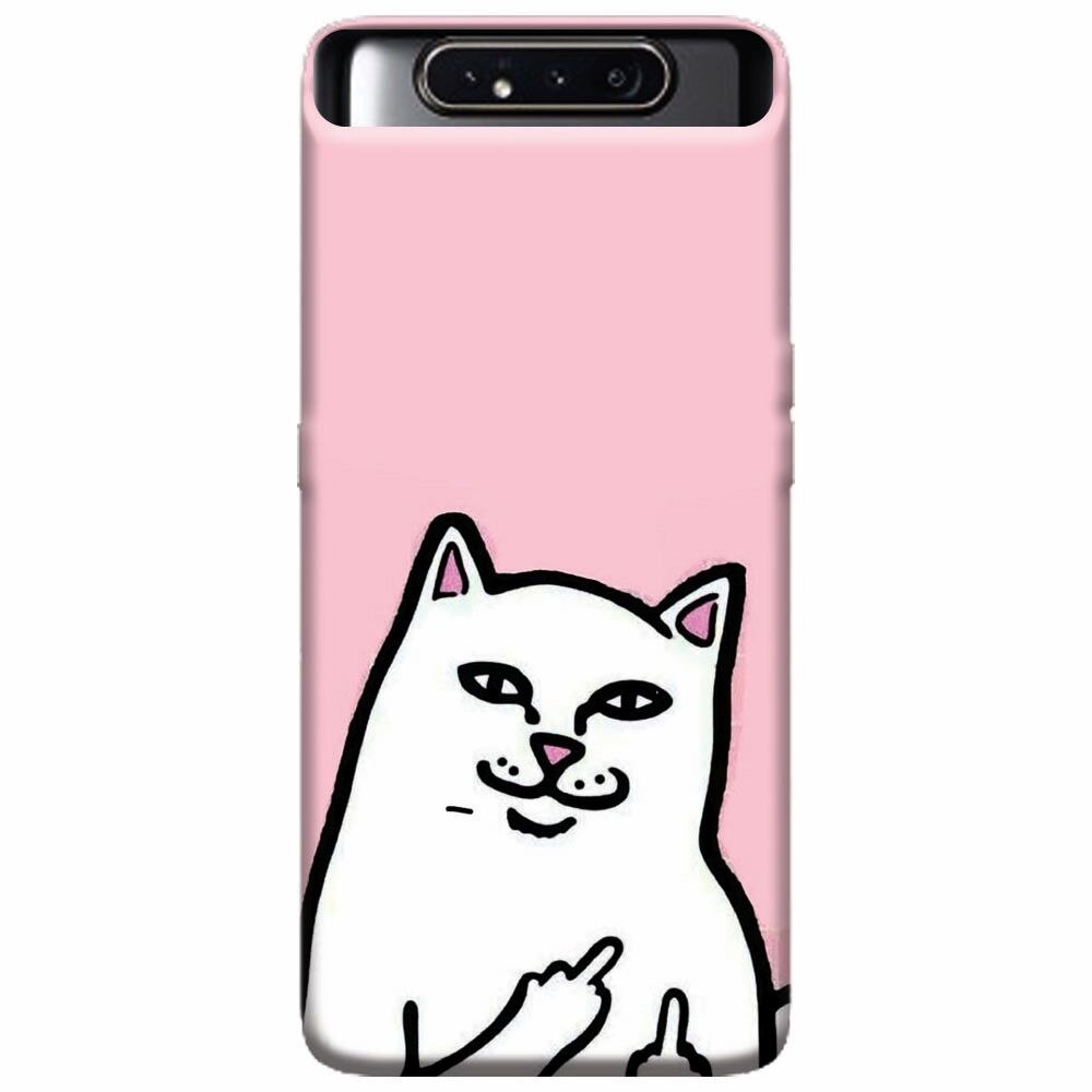 Husa silicon pentru Samsung Galaxy A80, White Cat
