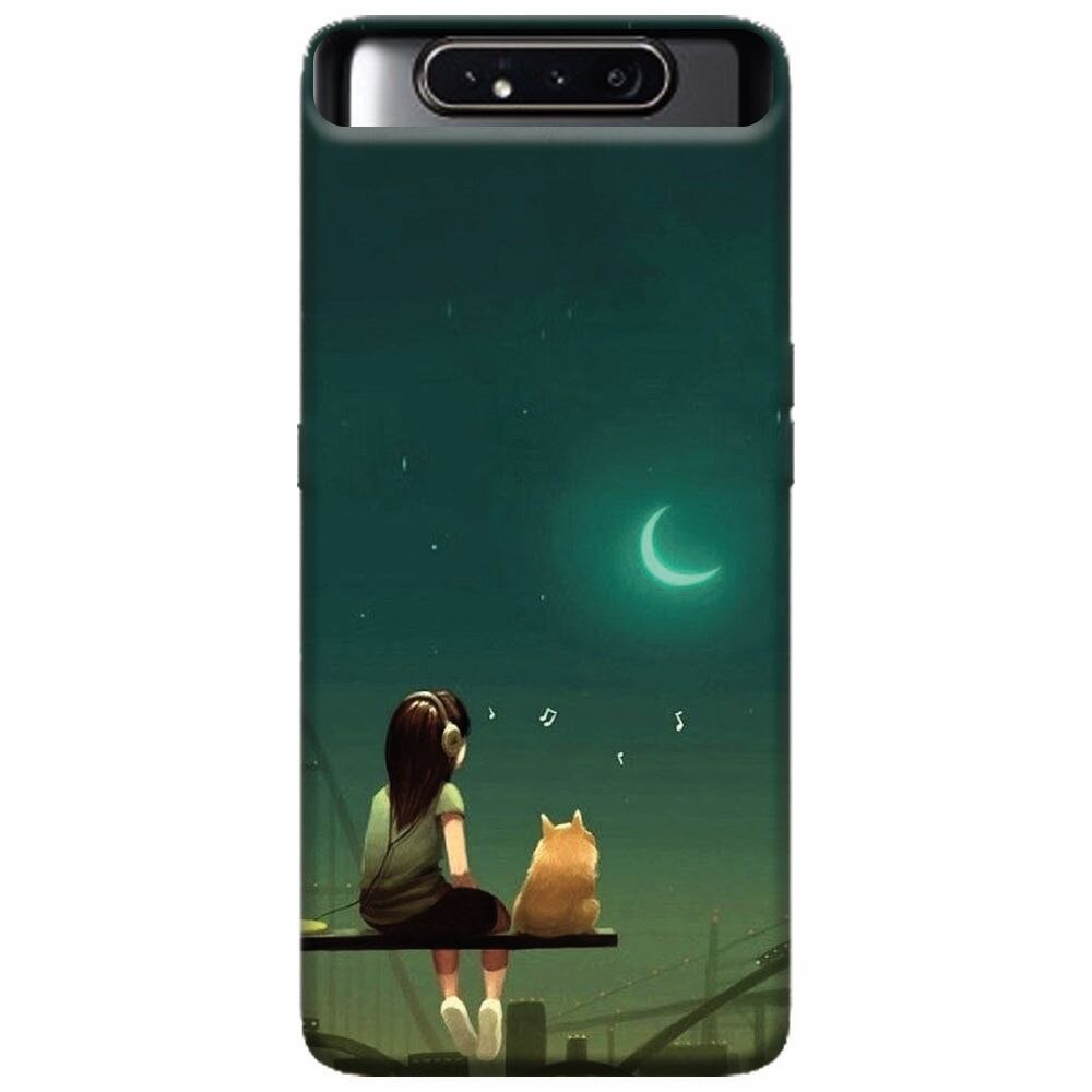 Husa silicon pentru Samsung Galaxy A80, Cat And Girl