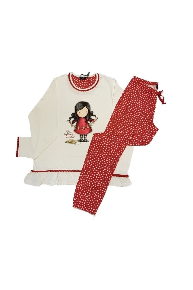 Pijama dama Gorjuss BBC - I found my family in a book, Rosu/Alb