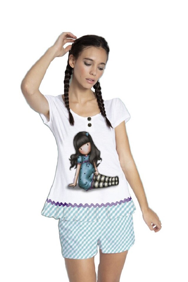 Pijama dama cu tricou Gorjuss - Sitting Pretty, scurta, bumbac
