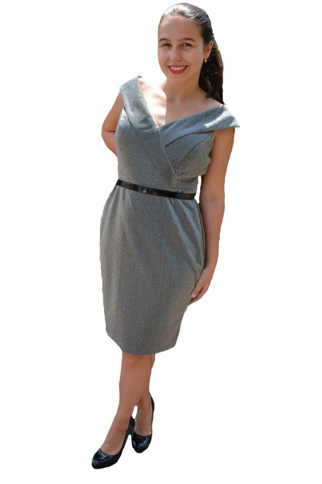 Rochie rafinata Asheaya cambrata,croi empire,D&J Exclussive, Argintiu
