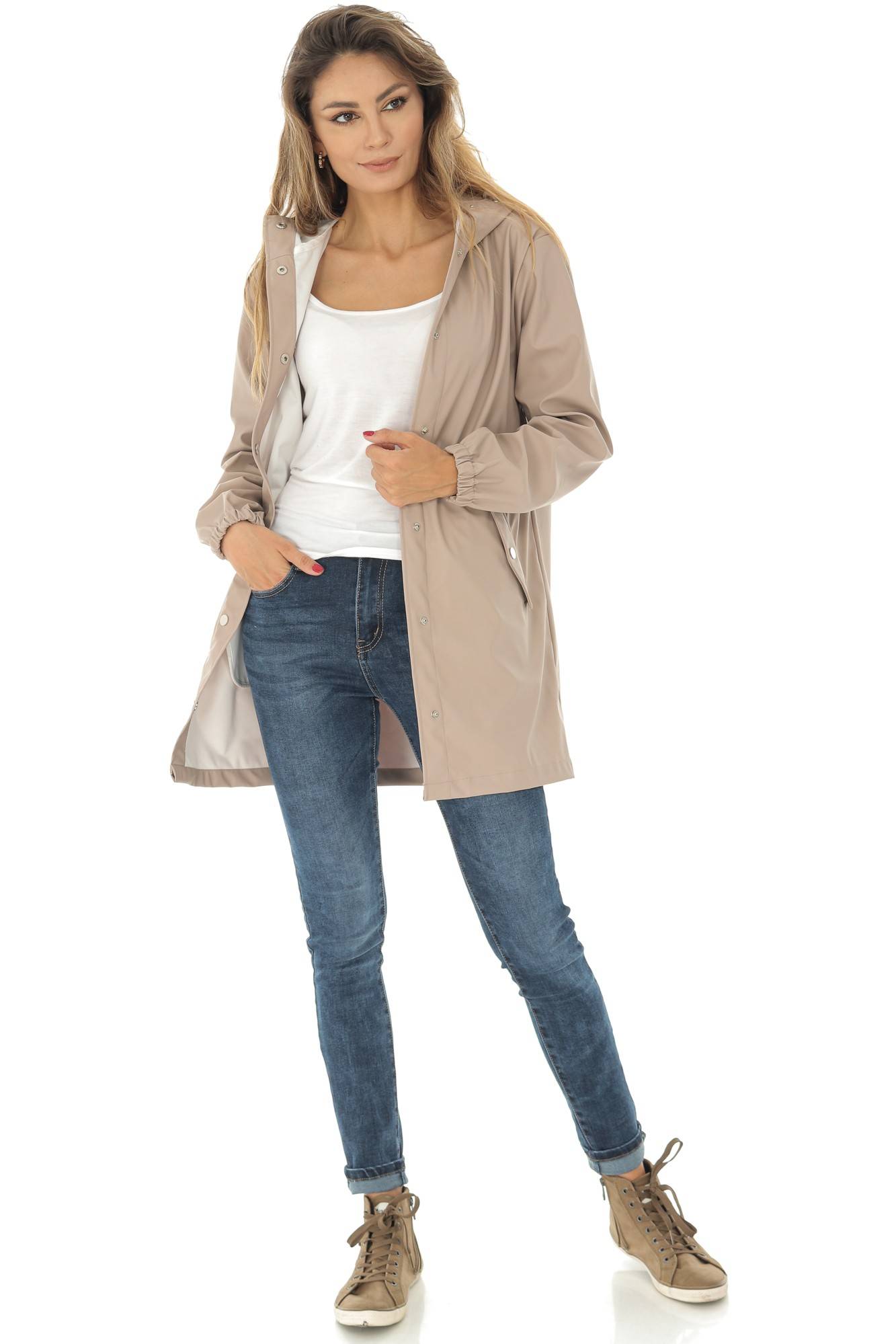 Jacheta roz, de dama, ROH, cu gluga, S