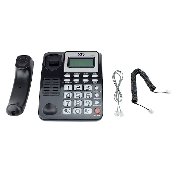 OHO FIX Telefon, hívófél-azonosító, FSK / DTMF, számítógép, naptár, memória, LCD, fekete