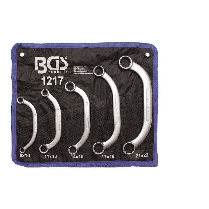 Set de chei inelare semiluna, 8-22mm, 5 buc