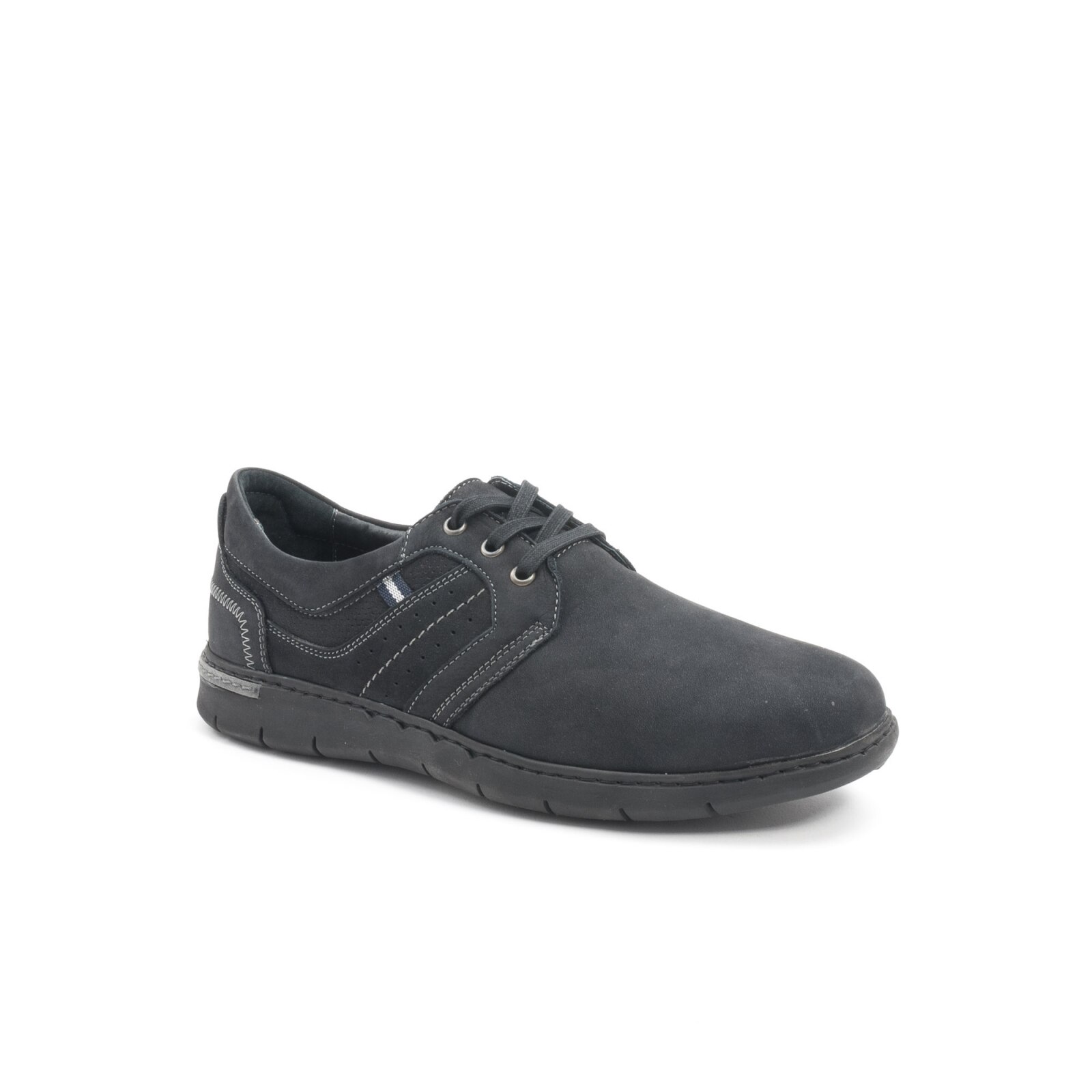 Pantofi barbati casual piele naturala nabuc Leofex 521, negru 6280, Negru