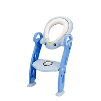 Reductor pentru toaleta cu scarita Little Mom Pinguin Blue