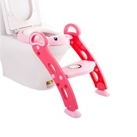 Reductor pentru toaleta cu scarita Little Mom Pinguin Pink