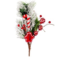 Crenguta decorativa Craciun cu merisoare si dulciuri, DecorCasa, 19 cm