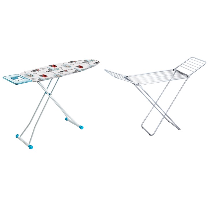 Heinner Klass vasalódeszka, 125x42 cm + Heinner Arrigo ruha szárító, Alumínium, 18 m, akciós csomag