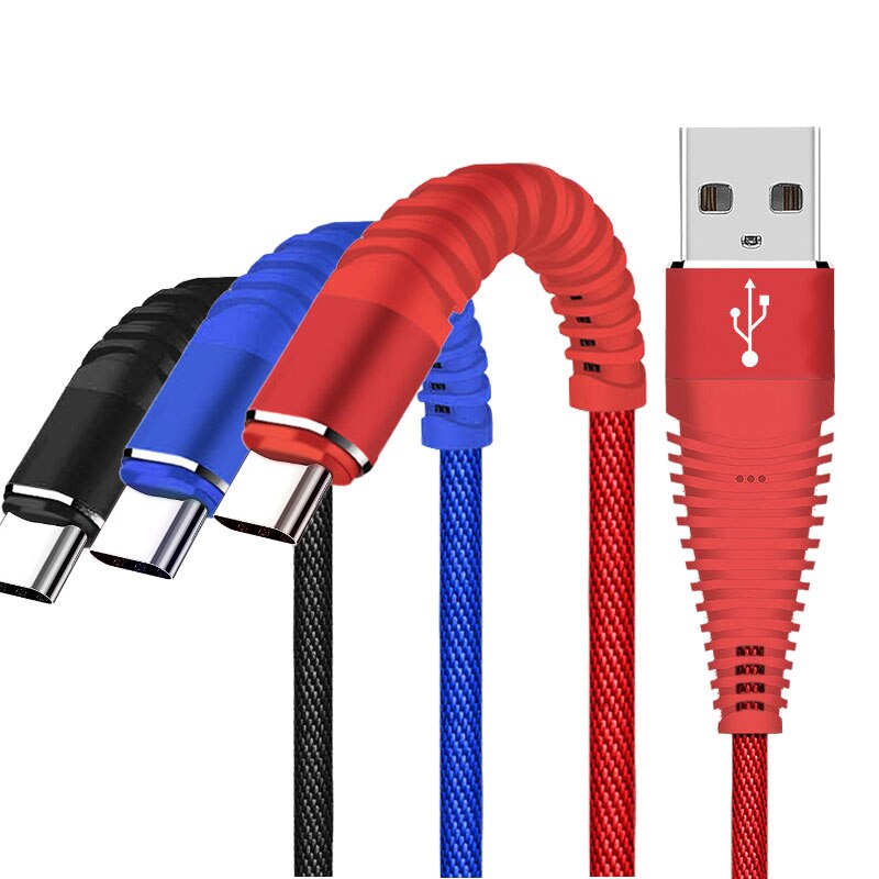 Set 3 bucati Cablu USB-C, TBTIC, 2 m, incarcare rapida si transmitere date, Multicolor