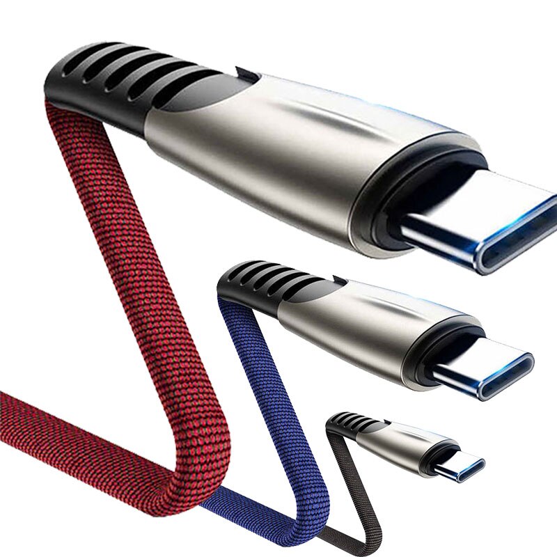 Set 3 bucati Cablu USB-C, Type C, 1 m, incarcare rapida si transmitere date, aliaj zinc, Multicolor