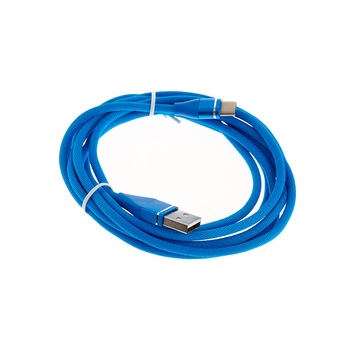 Cablu de Incarcare Textil, Fast Charge, 2M-Lightning Pentru Gadgeturi Apple, Albastru
