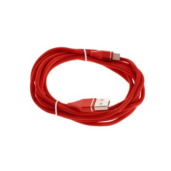 Cablu de Incarcare Textil, Fast Charge, 2M-Lightning Pentru Gadgeturi Apple, Rosu