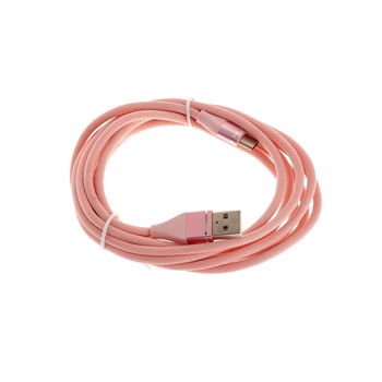 Cablu de Incarcare Textil, Fast Charge, 3M-Lightning Pentru Gadgeturi Apple, Roz