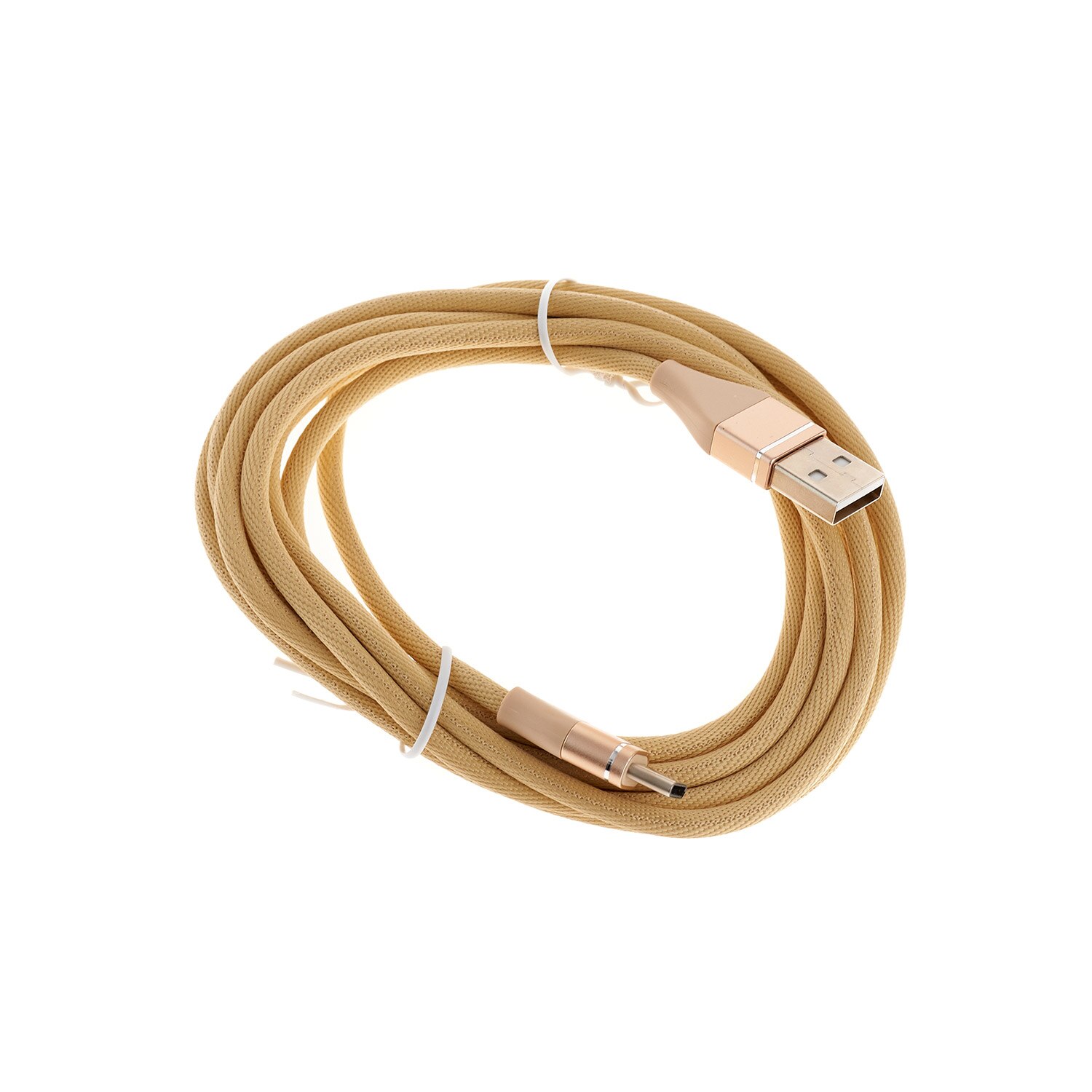 Cablu de Incarcare Textil, Fast Charge, 2M-Lightning Pentru Gadgeturi Apple, Crem