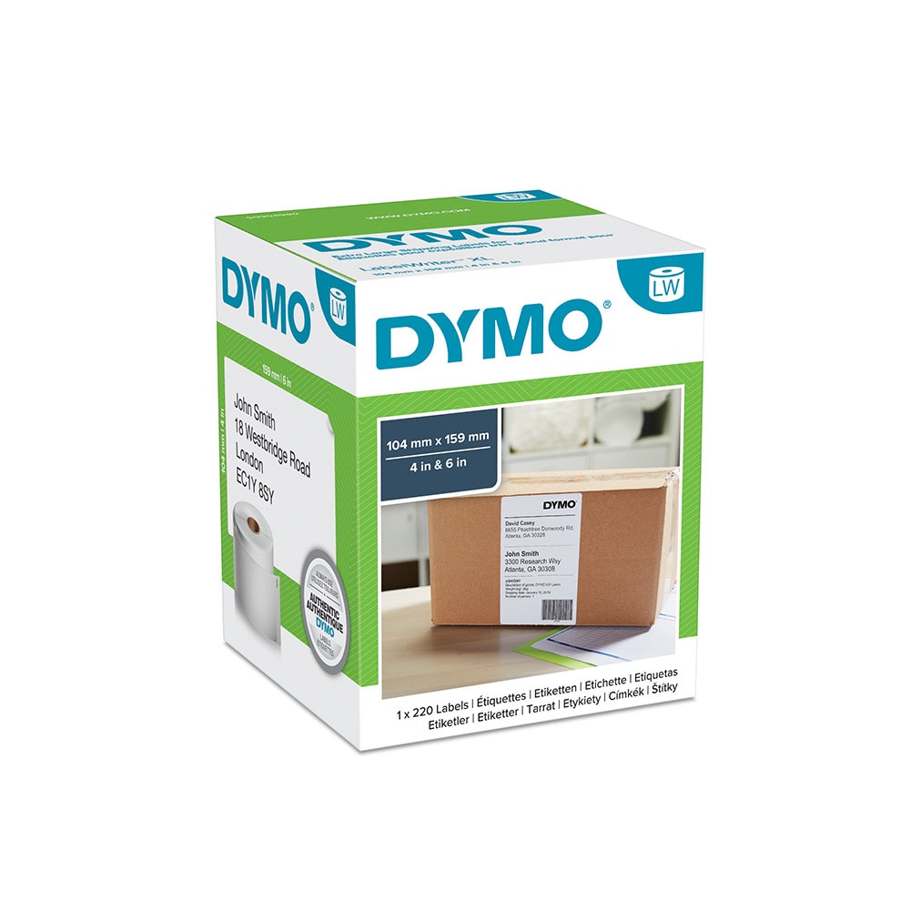Etichete termice, DYMO 904980 LabelWriter, transport/logisitica, doar pentru LW 4XL, permanente, 104mmx59mm, hartie alba, 1 rola/cutie, 220 etichete/rola, S0904980 S0947420 - DYMO