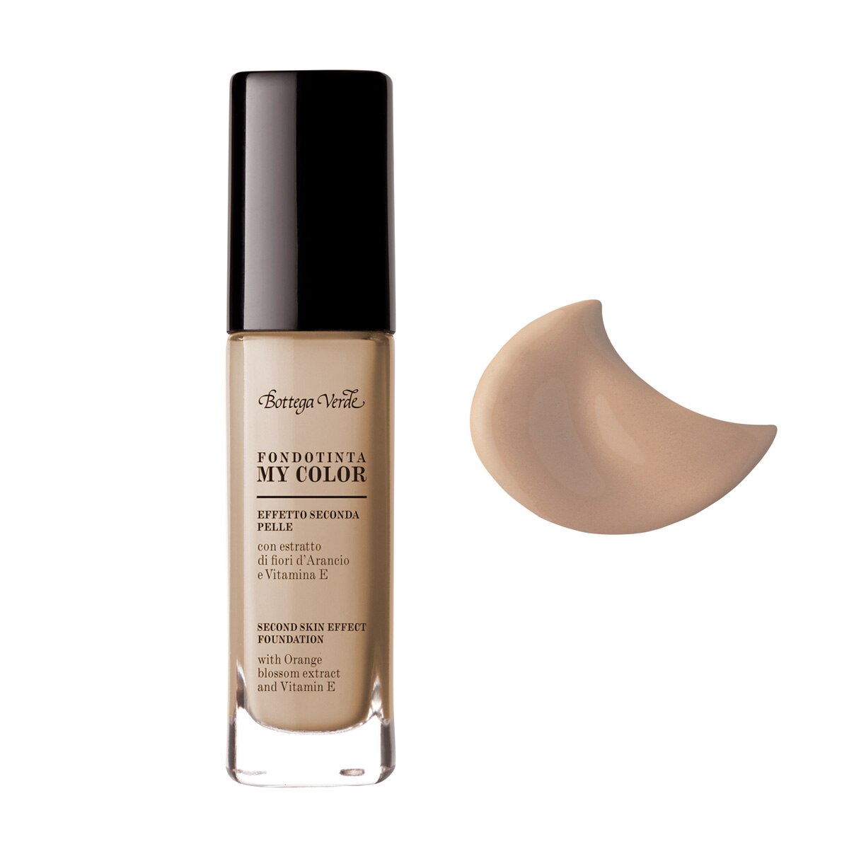 Fond de ten, efect de piele perfecta, cu extract de floare de portocal si vitamina E, bej roz - My color, 30 ML, Bottega Verde