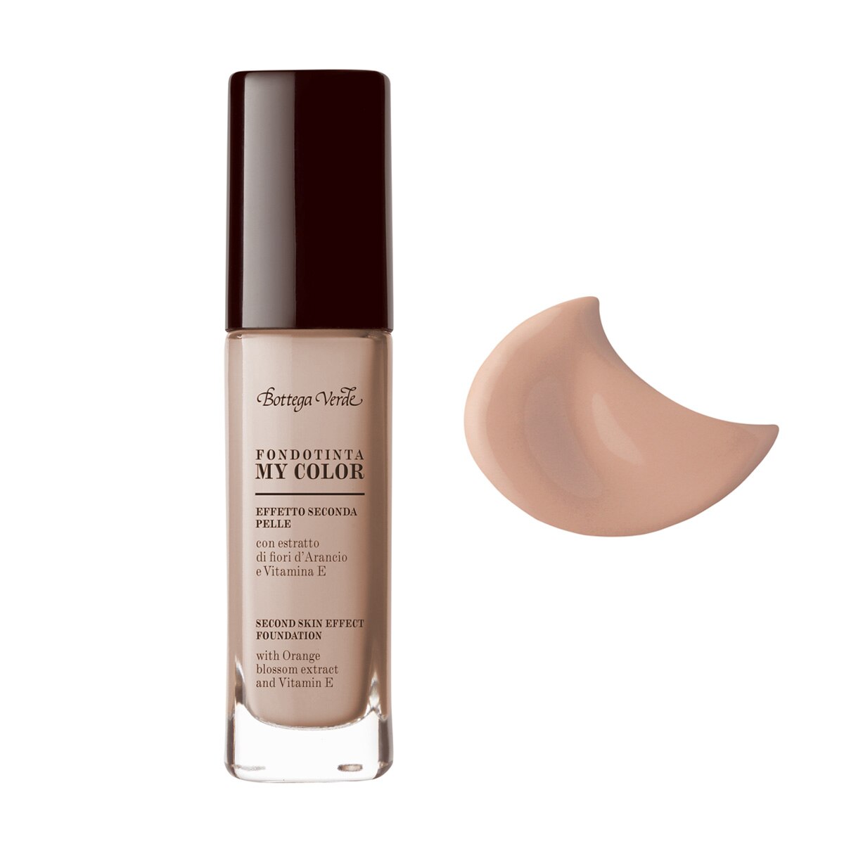 Fond de ten, efect de piele perfecta, cu extract de floare de portocal si vitamina E, nisipiu - My color, 30 ML, Bottega Verde