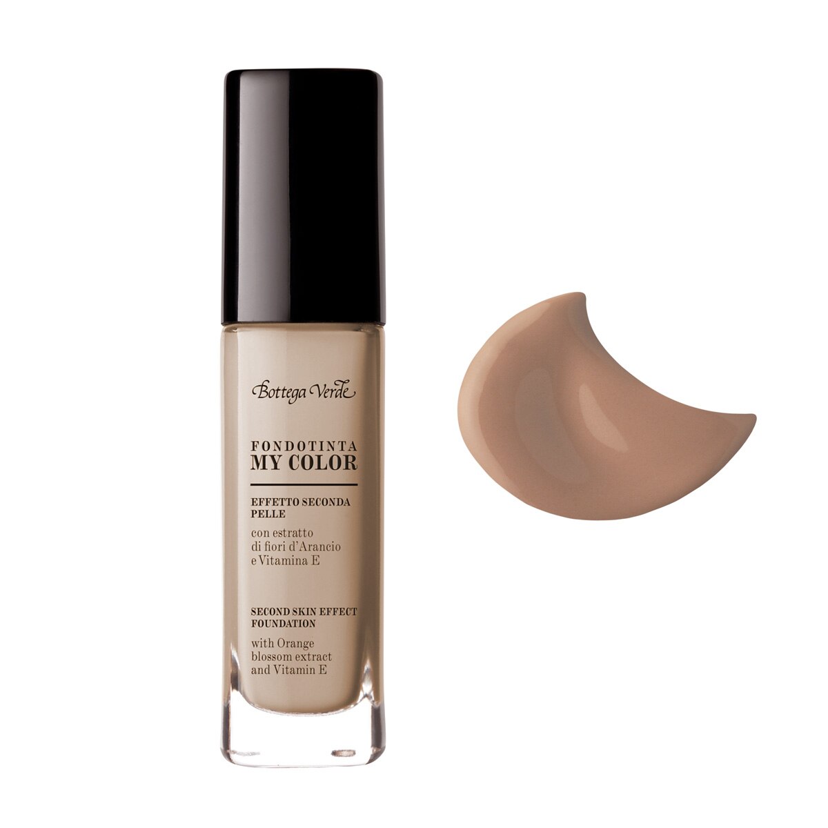 Fond de ten, efect de piele perfecta, cu extract de floare de portocal si vitamina E, cafea cu lapte - My color, 30 ML, Bottega Verde