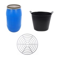 pachet 1 x butoi 120l din plastic alimentar cu cerc metalic bidon cu capac  presa rotunda pentru butoi 45 cm  cos pentru struguri din cauciuc 40 l imagen 29_0_
0