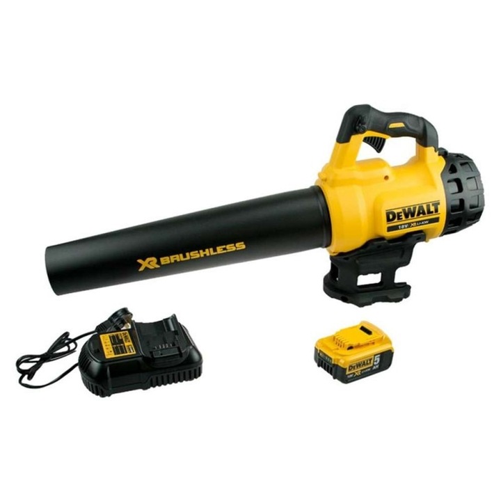 Suflanta de frunze DeWalt DCM562P1-QW cu acumulator 18 V, 40 m/s, brushless 1 x 5 Ah acumulator + incarcator